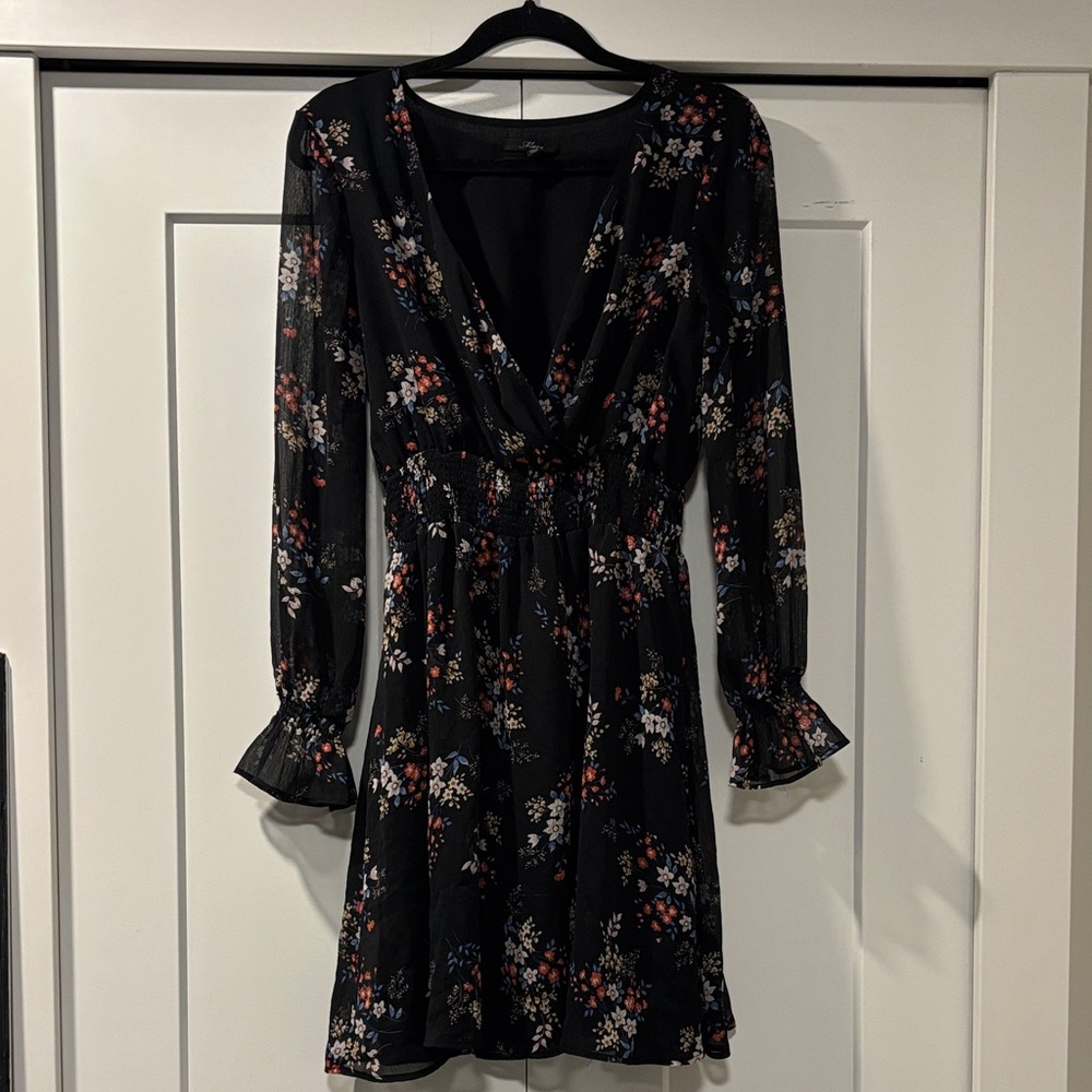 Mavi Black Floral Long Sleeve Dress - Picture 1 of 5
